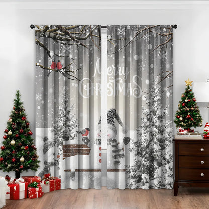 3D digital printed Christmas curtains with festive pattern, available in two sizes with high sunshade function