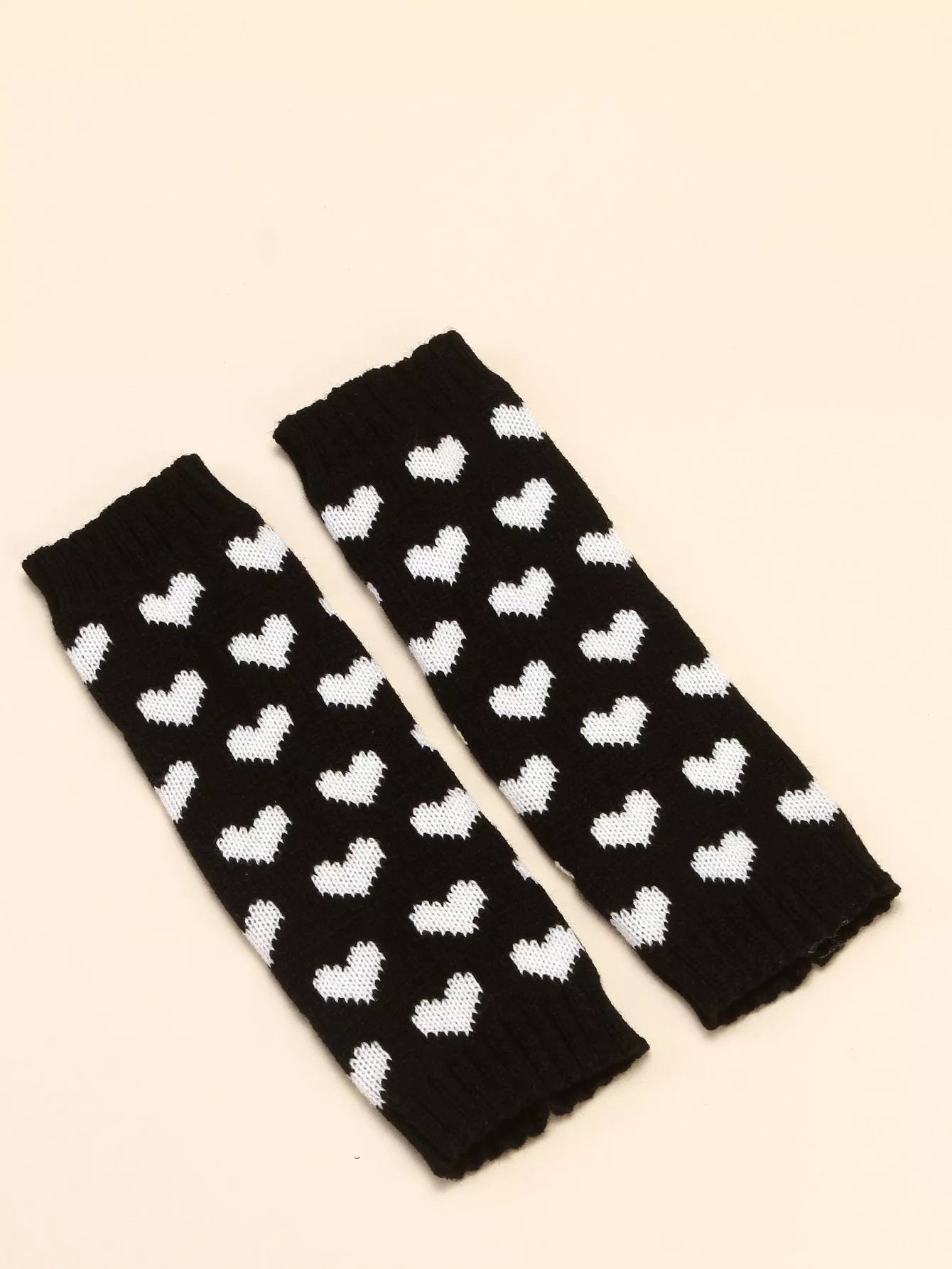 Knitted Love Foot Sock in black and pink with mid-calf length and love pattern