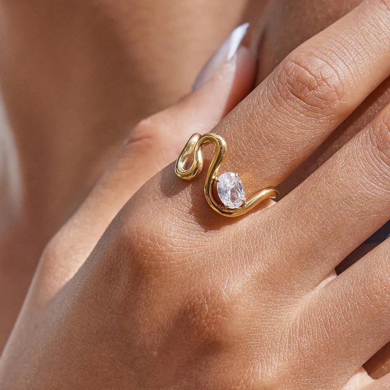 Titanium steel zircon ring in geometric European and American style, stainless steel construction in sizes 6, 7, 8 with multiple colour options including JDR0303022 to JDR0303028 and JDR0305033 to JDR0305034