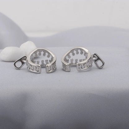 Copper geometric ear bone clips with line design and zipper ear clip mechanism in colour ES862