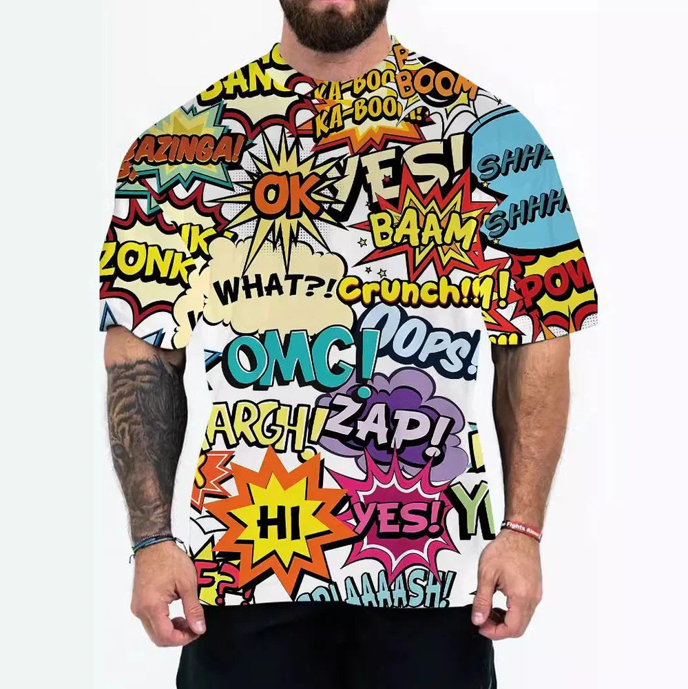 Men's loose fit chemical fibre blend t-shirt with regular sleeves and pullover design