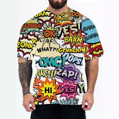 Men's loose fit chemical fibre blend t-shirt with regular sleeves and pullover design