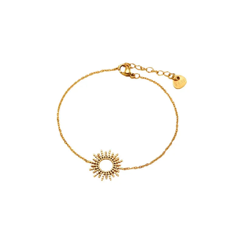 SUNFLOWER Series 14K gold-plated geometric chain necklace and bracelet set for female fashion wear