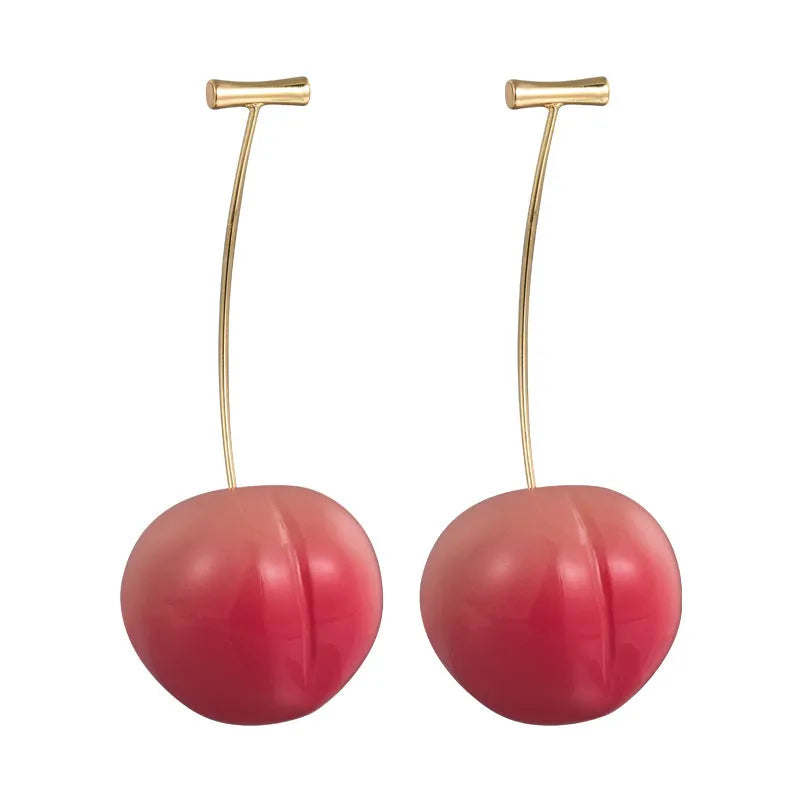 Acrylic peach-shaped earrings with copper posts in small and large size options