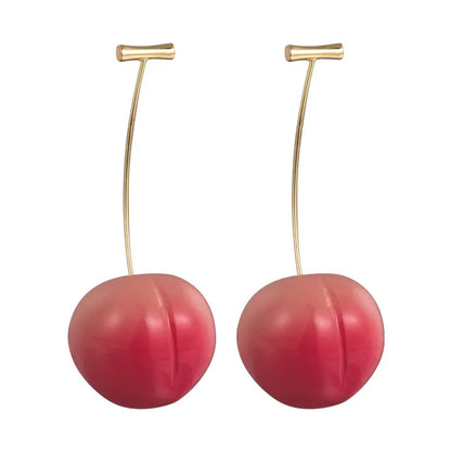 Acrylic peach-shaped earrings with copper posts in small and large size options