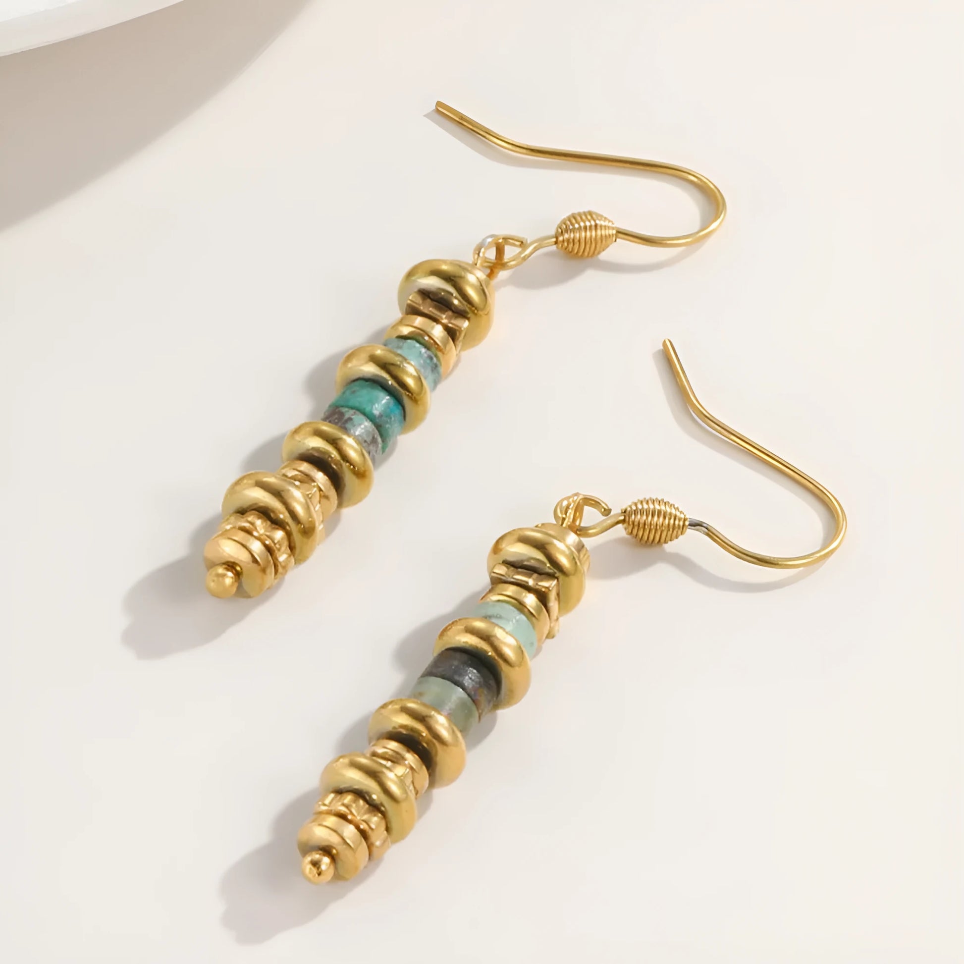 Geometric retro titanium steel dangle earrings in colour SE22101520.