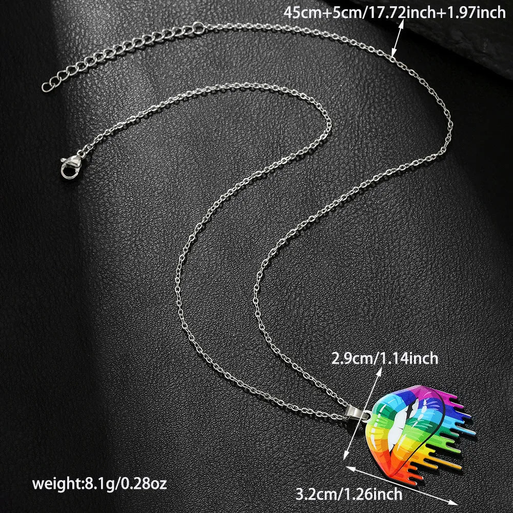 Stainless steel necklace and bracelet set with inspirational colour printing for female wear