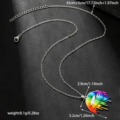 Stainless steel necklace and bracelet set with inspirational colour printing for female wear