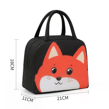Children's insulated lunch box bag with cartoon design, aluminium foil insulation, Oxford cloth exterior, dimensions 23×18×12cm
