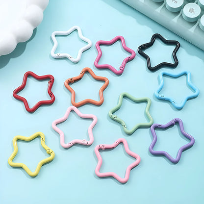 Zinc alloy five-pointed star keychain in various macaron colours.