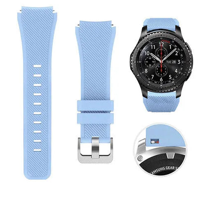 S3 Twill compatible silicone sports watch strap in multiple colours showing 125mm by 98mm dimensions