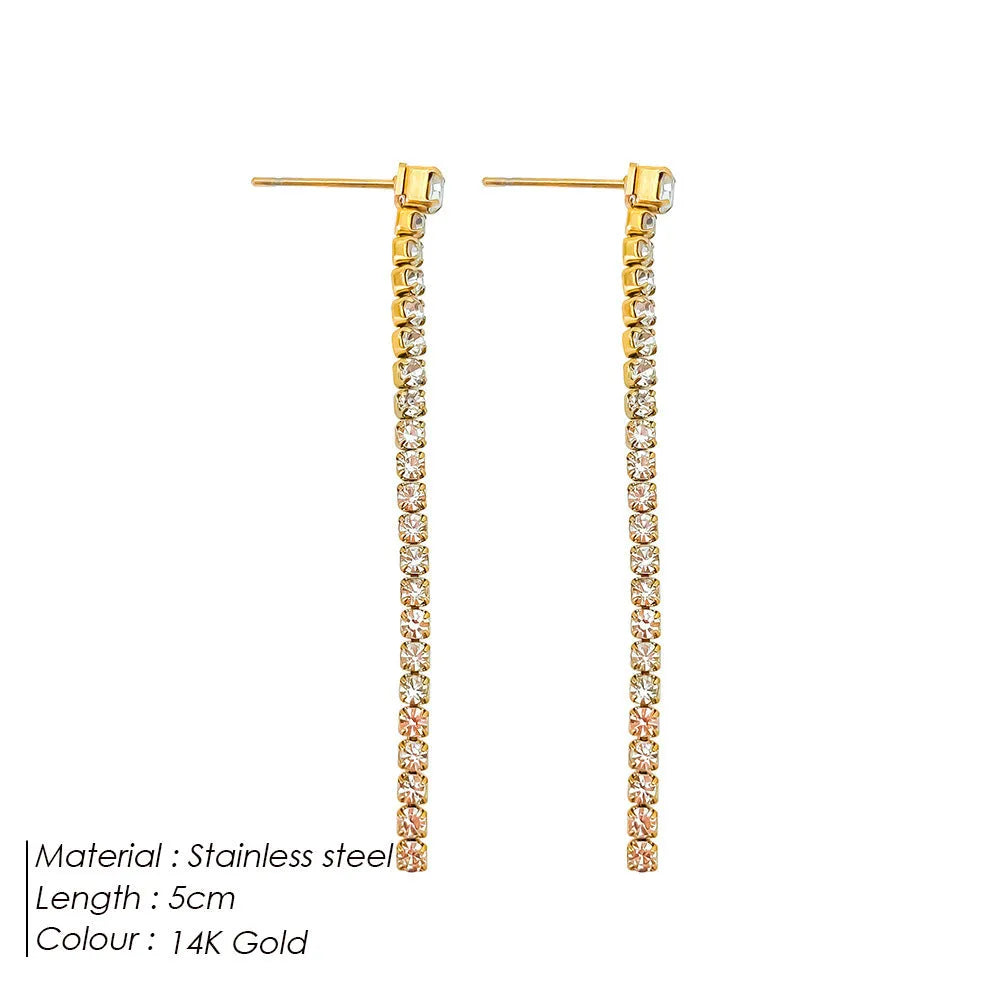 Geometric zircon earrings with Chinese style lines in stainless steel, gold and steel colour options