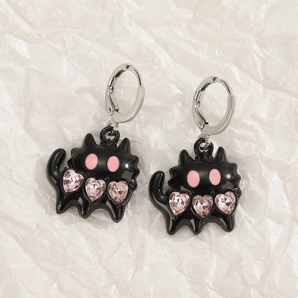 Women's geometric cross earrings with dripping oil treatment on 1.5cm pendant