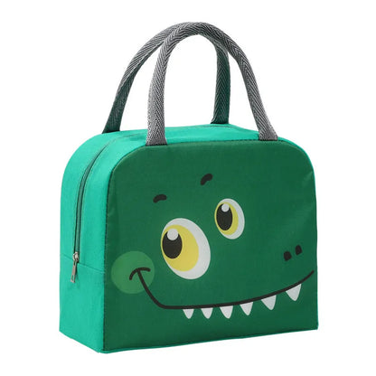 Children's insulated lunch box bag with cartoon design, aluminium foil insulation, Oxford cloth exterior, dimensions 23×18×12cm