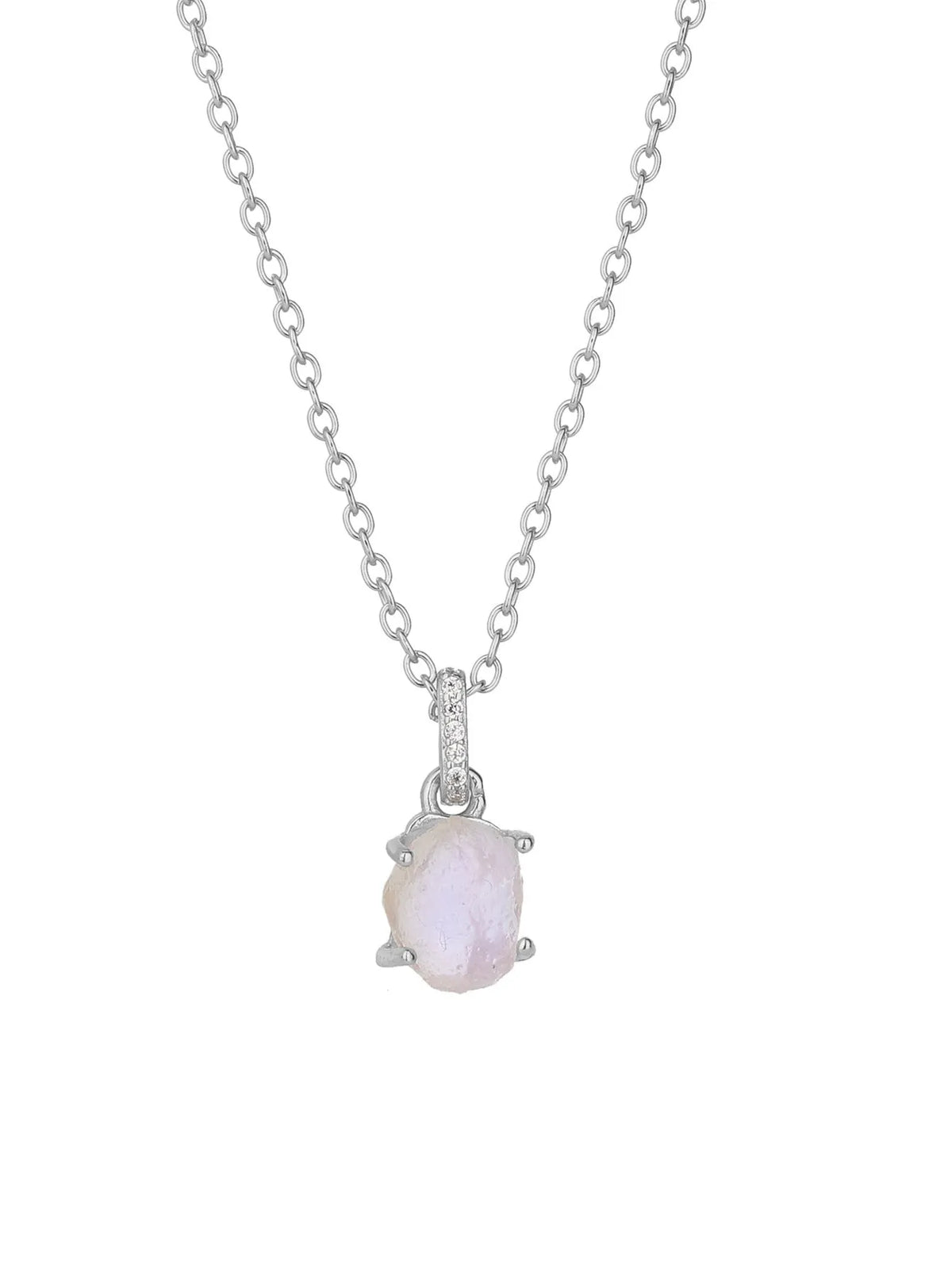 S925 sterling silver geometric moonstone pendant necklace with curb chain in gold plating