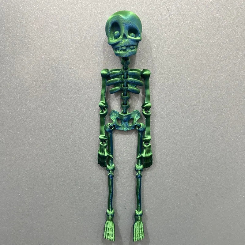 3D printed skull refrigerator magnet in luminous green colour, 18cm high Halloween decoration