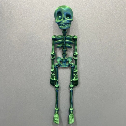 3D printed skull refrigerator magnet in luminous green colour, 18cm high Halloween decoration