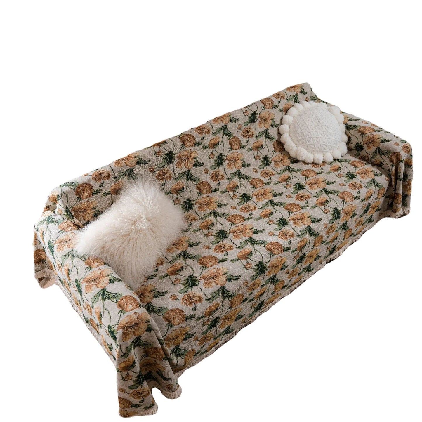 American country jacquard sofa cover with anti-hair scratch design in cherry white beard colour