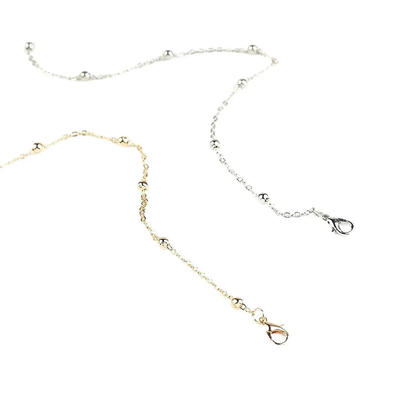 Women's adjustable Bohemian anklet with geometric pendant on twisted chain in gold or silver finish