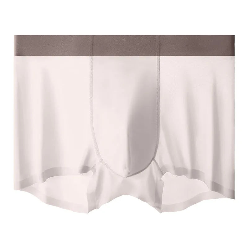 Ice Silk men's shorts in bean green colour showcasing seamless knit design and mid waist fit.