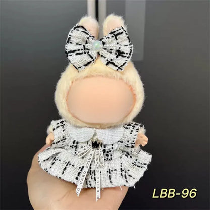 Plastic costume for 17cm vinyl doll in style LBB100 with size chart for fit guidance
