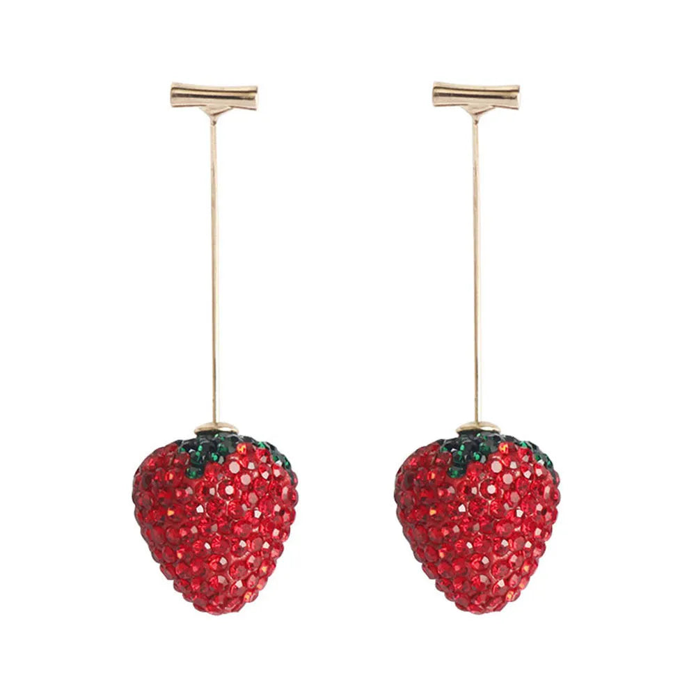 Geometric strawberry earrings with spot drill texture in six colour options on zinc alloy posts