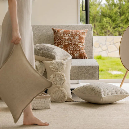 Pillow cushion in solid colour with coreless design for sofas and bay windows