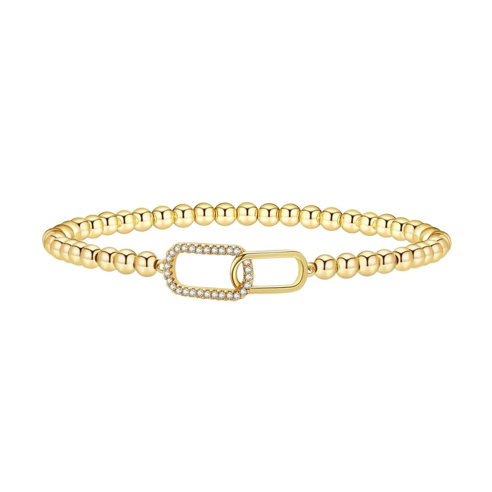 Stainless steel beaded bracelet with geometric round beads in adjustable design
