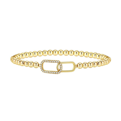 Stainless steel beaded bracelet with geometric round beads in adjustable design