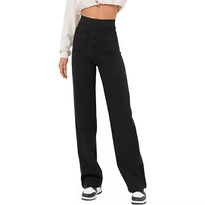 Women's high waist trousers in casual loose fit with pockets, available in multiple colors