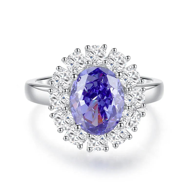 Heart-shaped sterling silver ring with zircon stone in ice flower cut, showing 1.5 cm width and 1.8 cm height dimensions