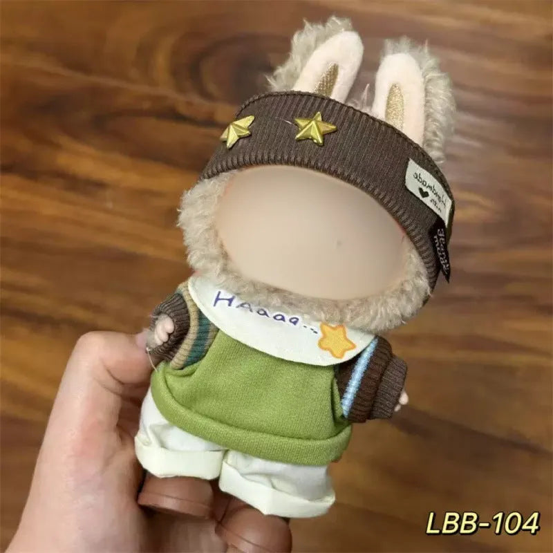 Plastic costume for 17cm vinyl doll in style LBB100 with size chart for fit guidance
