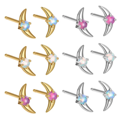 925 silver geometric women's earrings with electroplated finish and stone accents in blue, purple, or white