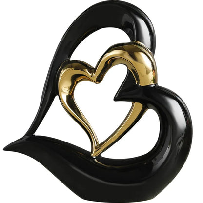 Modern geometric heart ornament in white porcelain with metallic colour finish options