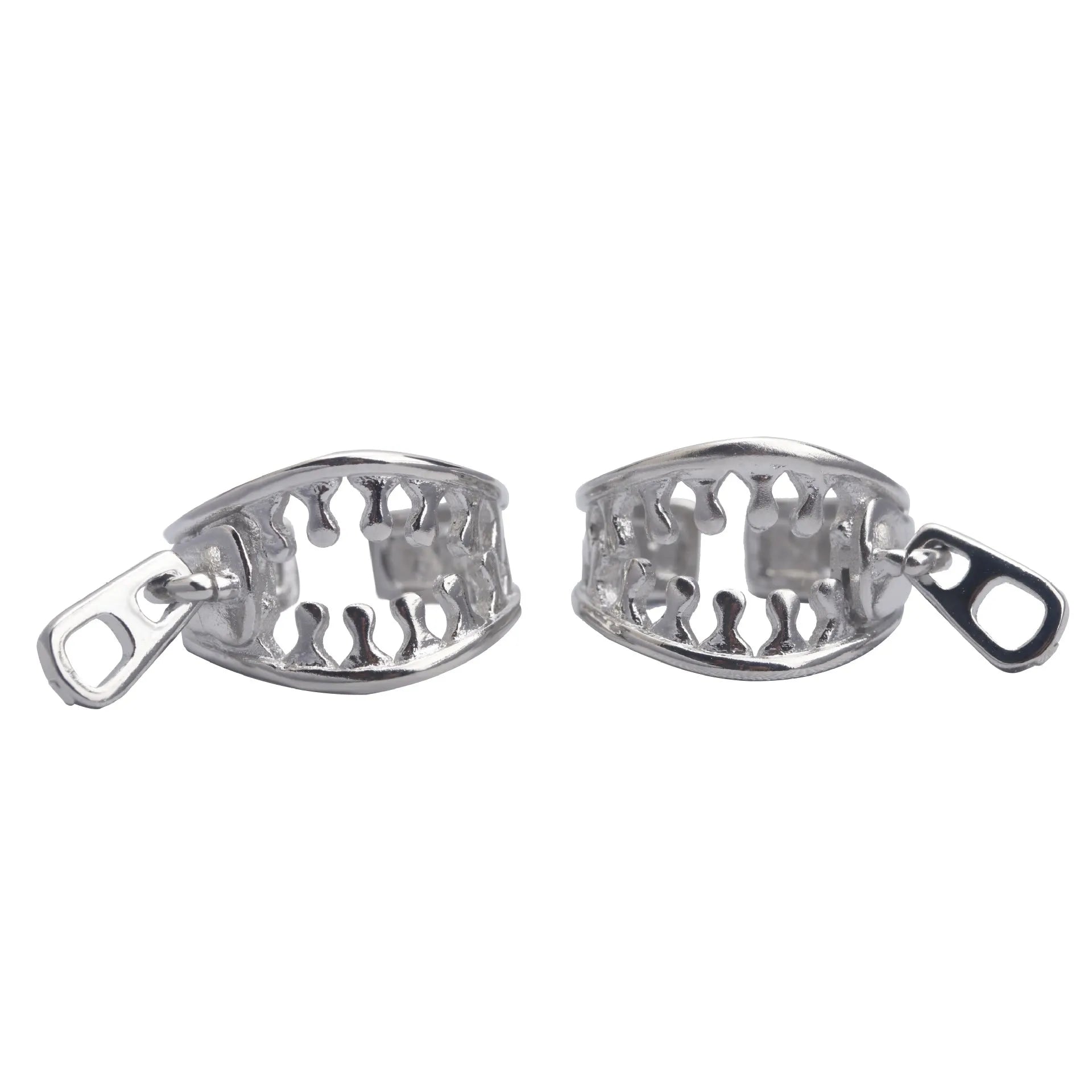 Copper geometric ear bone clips with line design and zipper ear clip mechanism in colour ES862