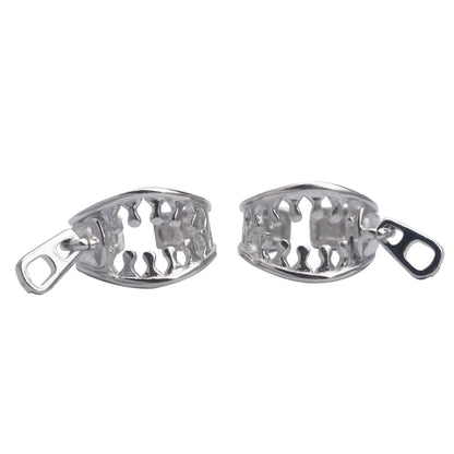 Copper geometric ear bone clips with line design and zipper ear clip mechanism in colour ES862