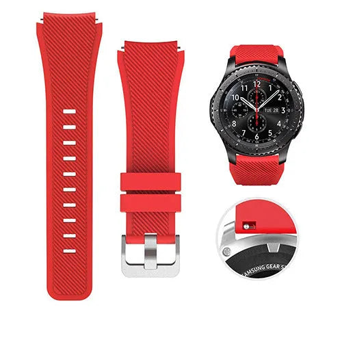 S3 Twill compatible silicone sports watch strap in multiple colours showing 125mm by 98mm dimensions