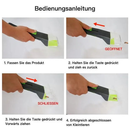 Green plastic handheld insect catcher for manual garden pest control