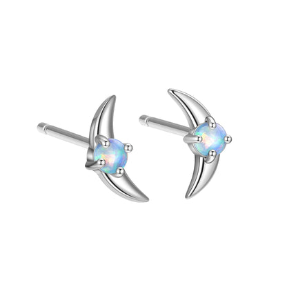 925 silver geometric women's earrings with electroplated finish and stone accents in blue, purple, or white