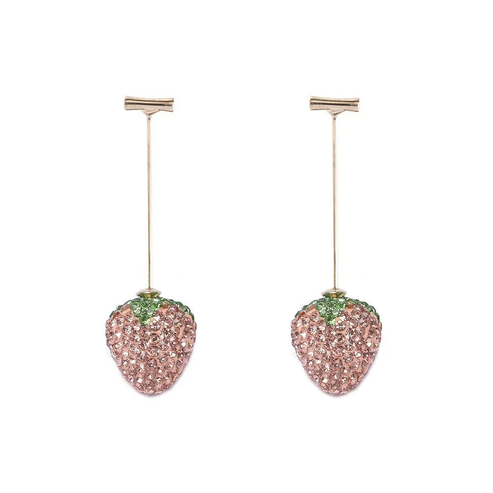 Geometric strawberry earrings with spot drill texture in six colour options on zinc alloy posts