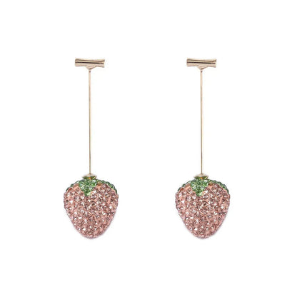 Geometric strawberry earrings with spot drill texture in six colour options on zinc alloy posts