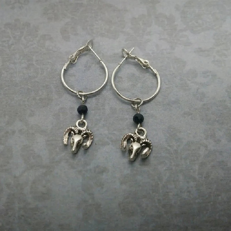 Silver round ring earrings with 2.5 cm diameter on display