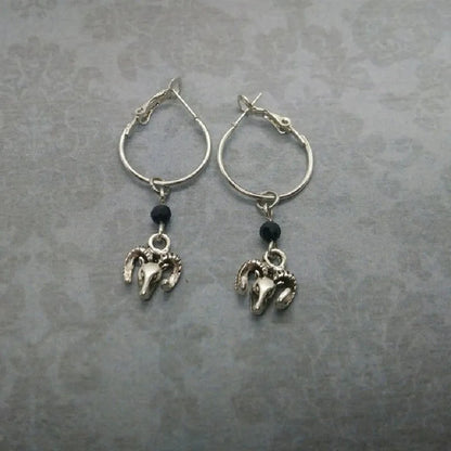 Silver round ring earrings with 2.5 cm diameter on display
