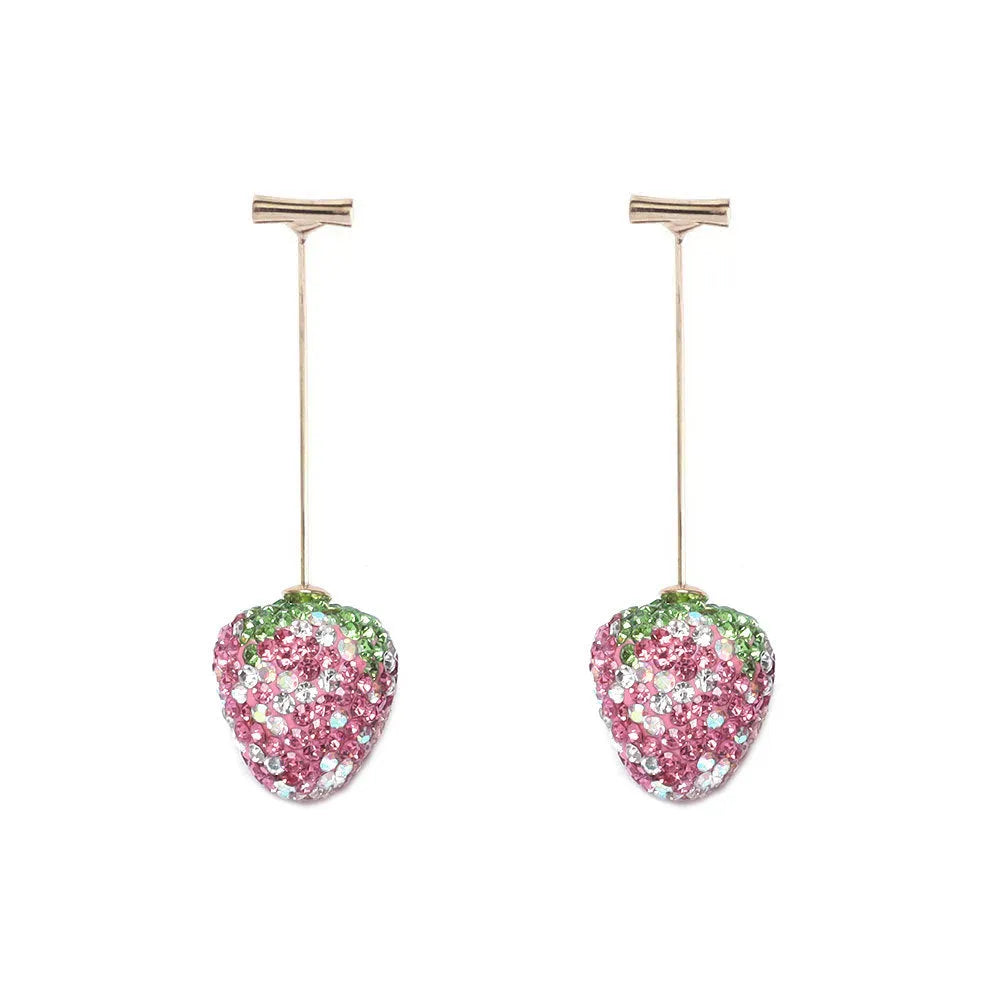 Geometric strawberry earrings with spot drill texture in six colour options on zinc alloy posts
