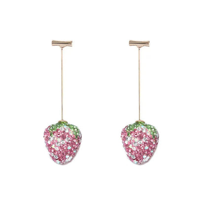 Geometric strawberry earrings with spot drill texture in six colour options on zinc alloy posts