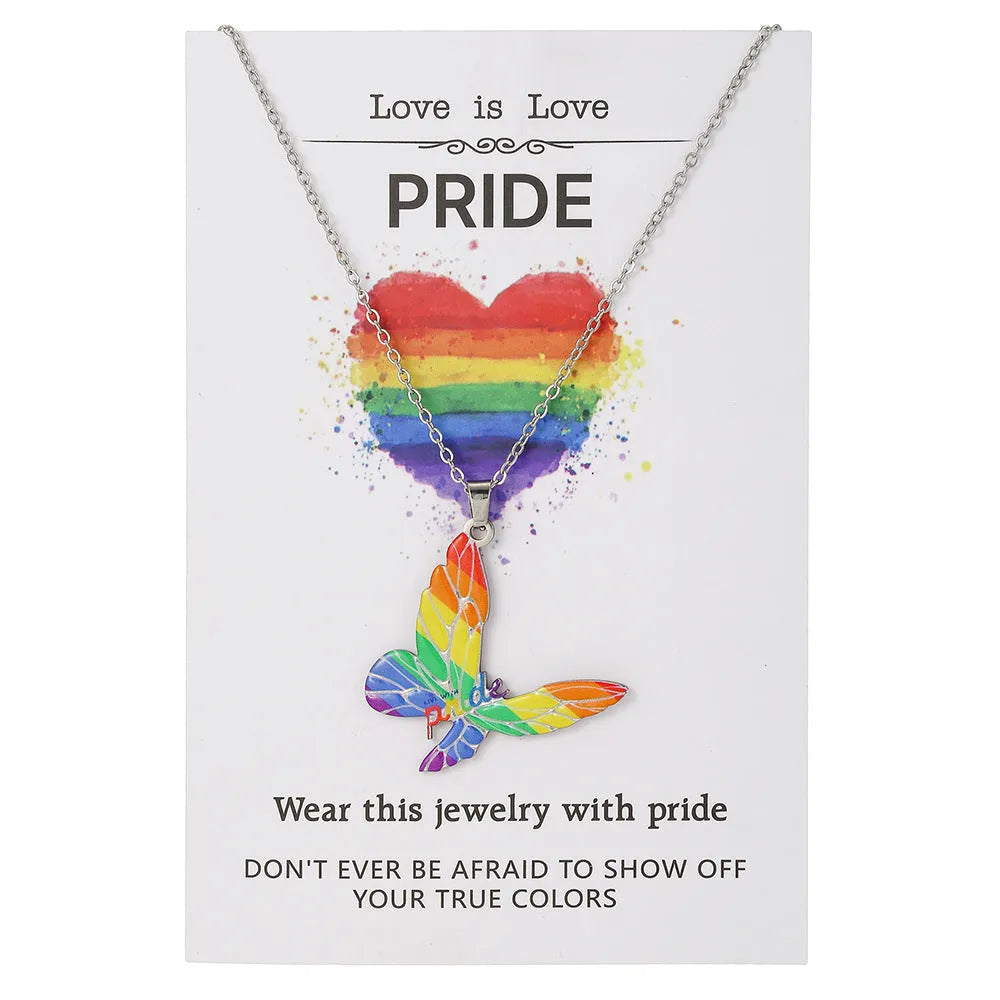 Stainless steel necklace and bracelet set with inspirational colour printing for female wear