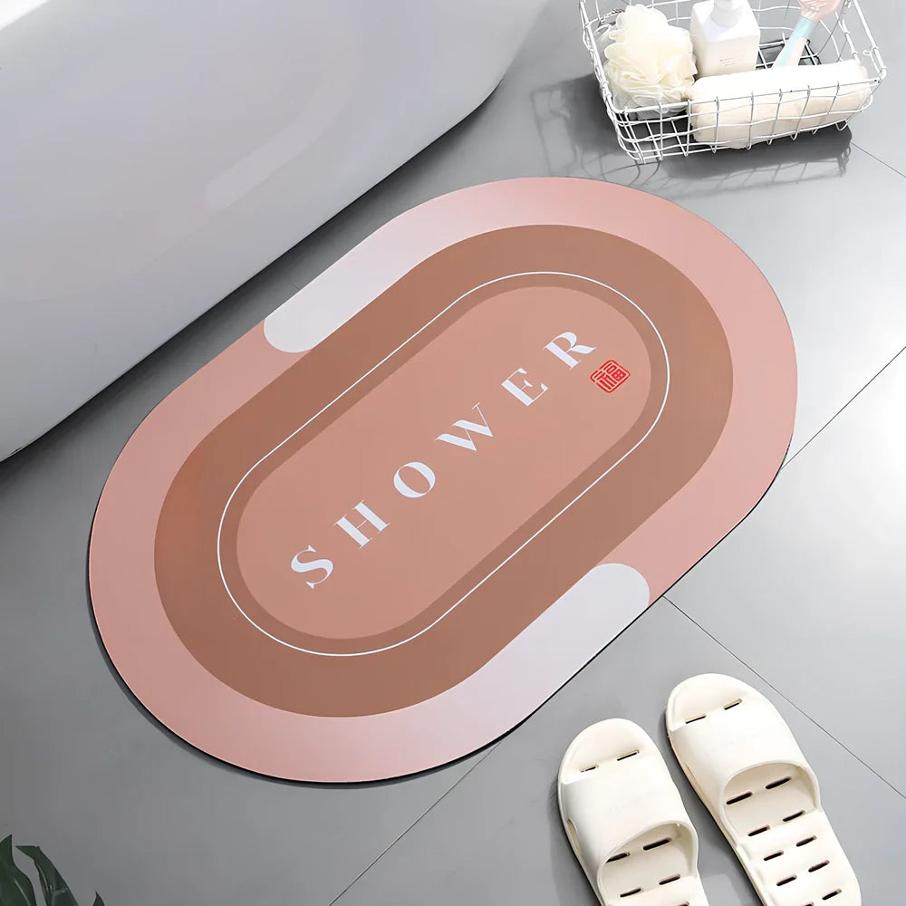 Diatom mud bathroom mat 400x600mm with natural grey colour and non-slip backing