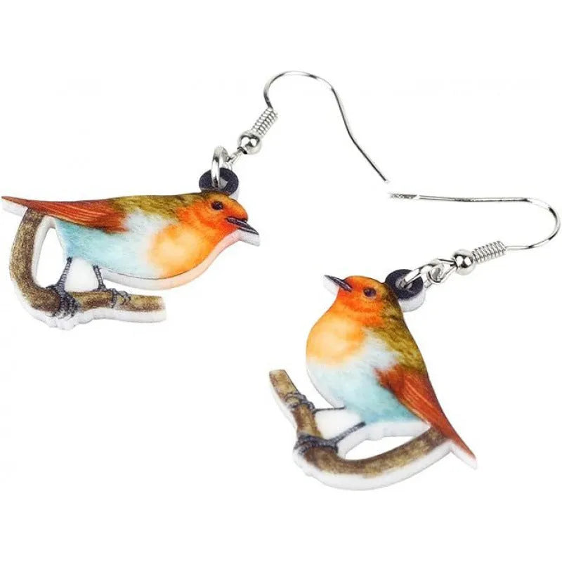 Acrylic Blue Titmouse geometric pendant earrings with snake detail elements, lightweight 5g design