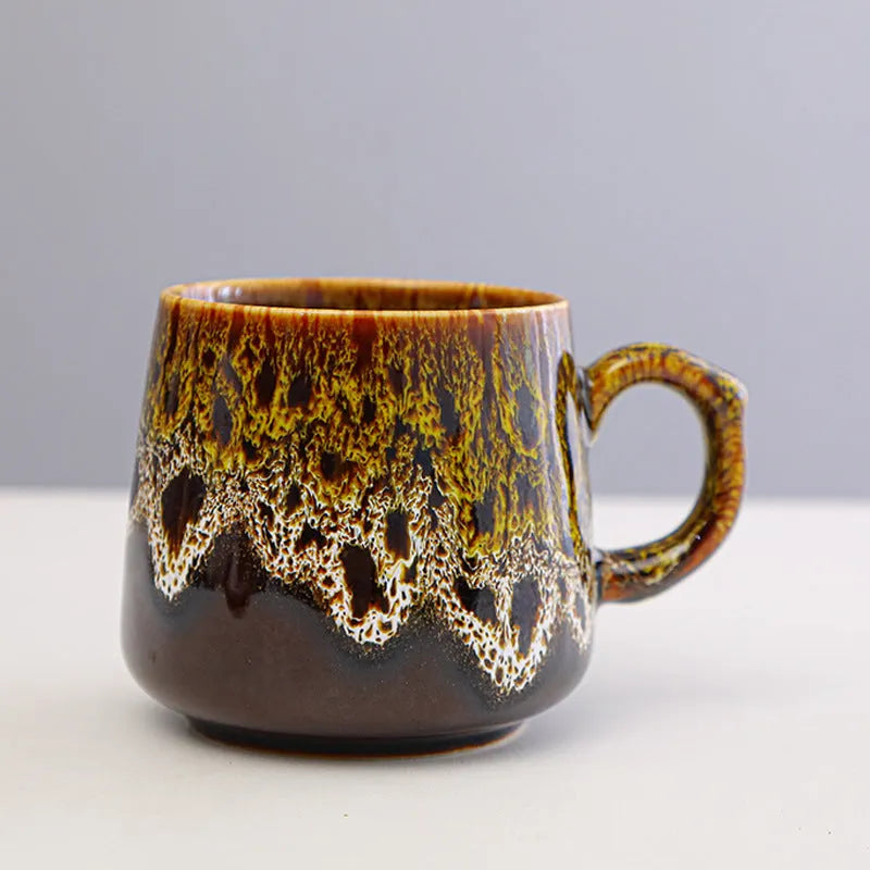 350ml large capacity retro style coffee mug with 8.5cm height and 8cm diameter