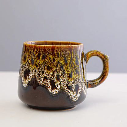 350ml large capacity retro style coffee mug with 8.5cm height and 8cm diameter